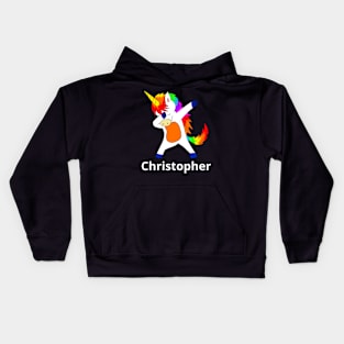 Christopher First Name Personalized Dabbing Unicorn Kids Hoodie